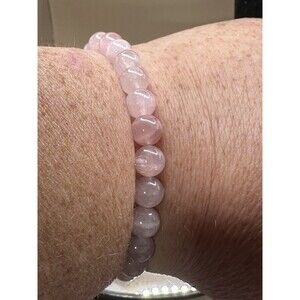 Madagascar Rose Quartz Handmade Round Beaded Stretch Balance Bracelet  8” New